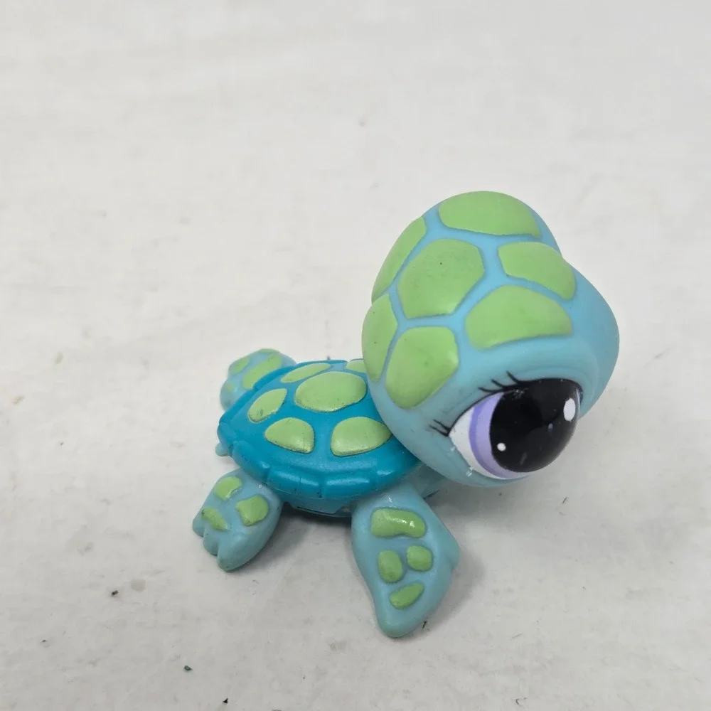 Littlest Pet Shop Turtle Teal Blue Green Shell Purple Eyes‎ Hasbro LPS 1325